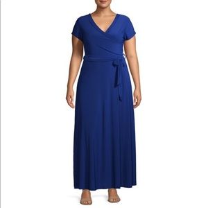 Ella Samani Women's Plus Maxi Wrap Dress Blue 3X